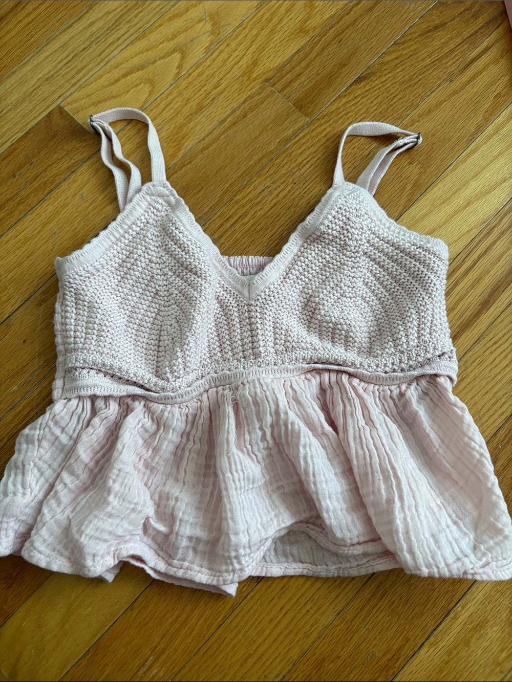 Hollister Pale Pink Knit Bralette Peplum Tank